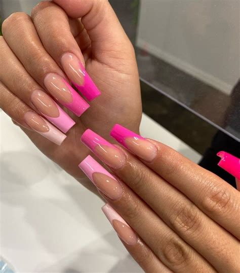 acrylic nails french tip pink